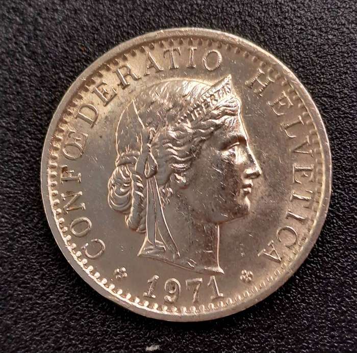 1971 Switzerland 20 Rappen Libertas- copper-nickel