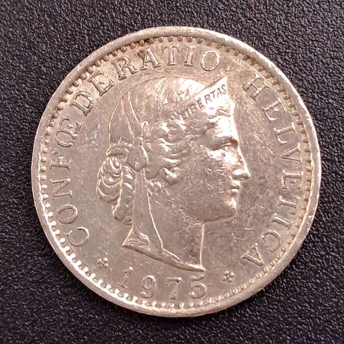 1975 Switzerland 20 Rappen Libertas- copper-nickel