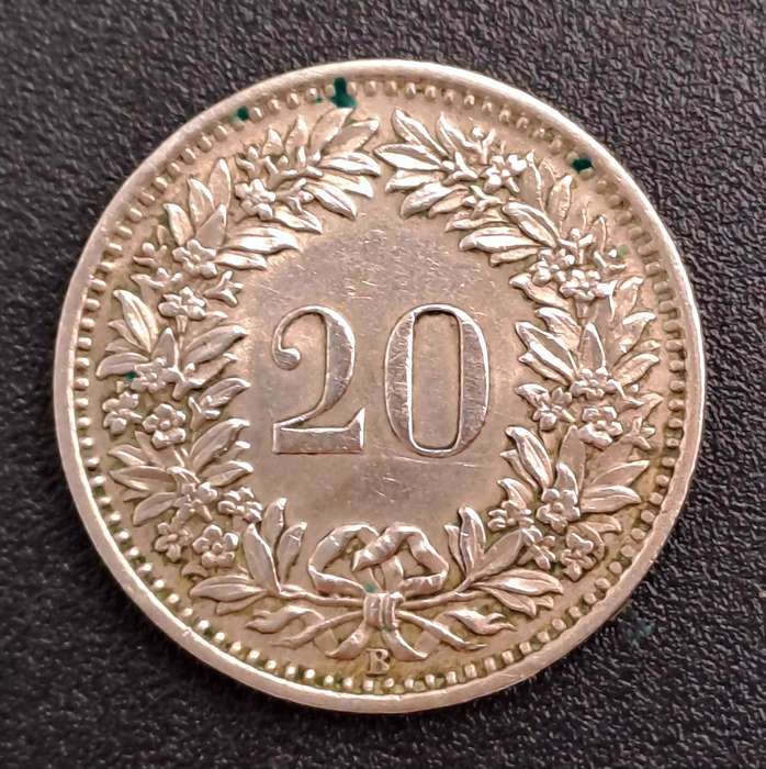 1953 Switzerland 20 Rappen Libertas- copper-nickel