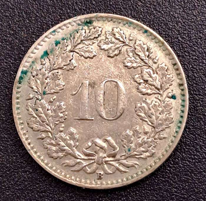 1957 Switzerland 10 Rappen Libertas, copper-nickel
