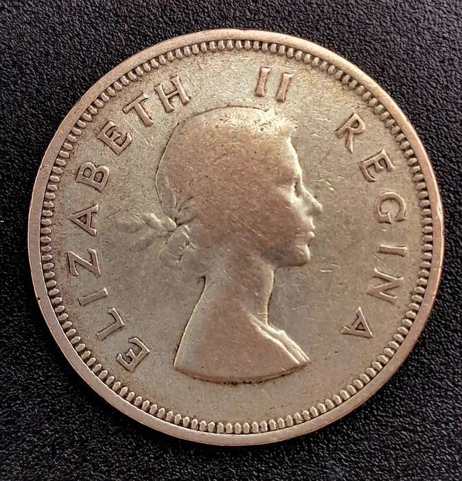 1958 South Africa Silver 2 Shillings - Elizabeth II 1st portrait