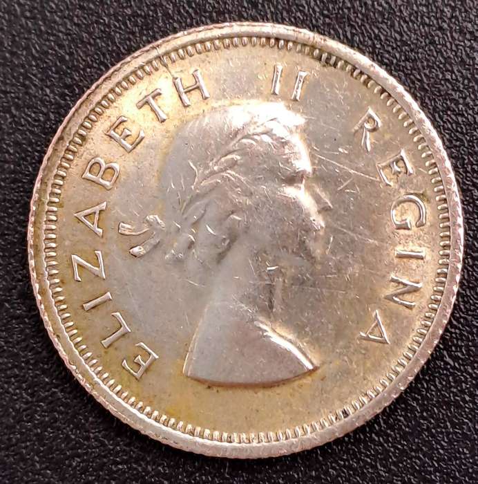 1960 South Africa Union Silver 6 Pence - Elizabeth II 1st portrait
