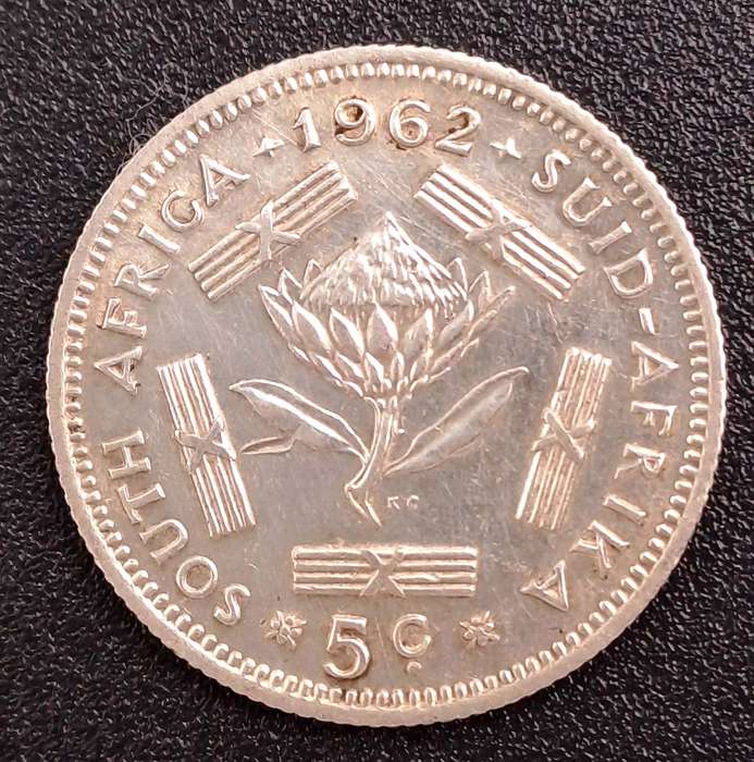 1962 South Africa Silver 5 Cents 1st decimal series
