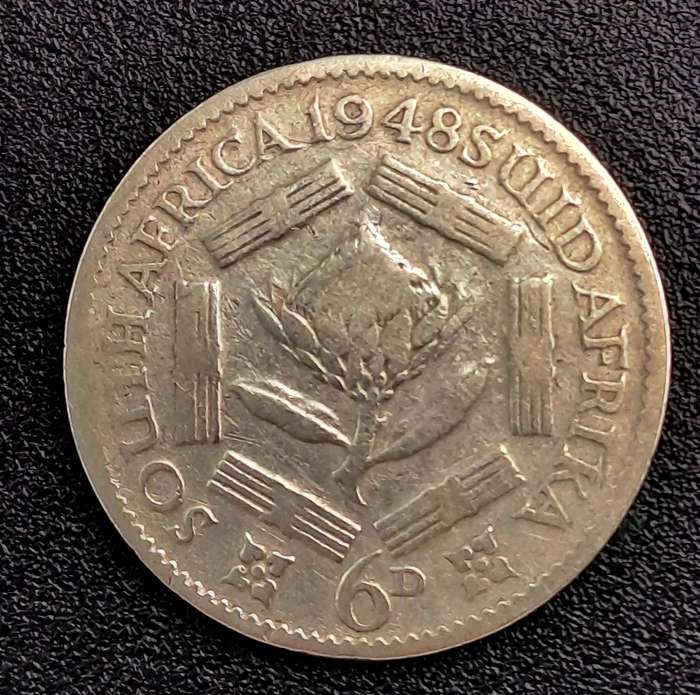 1948 South Africa Union Silver 6 Pence - George VI SOUTH AFRICA - SUID AFRIKA