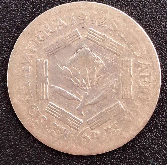 1942 South Africa  Silver 6 Pence - George VI Rex Imperator