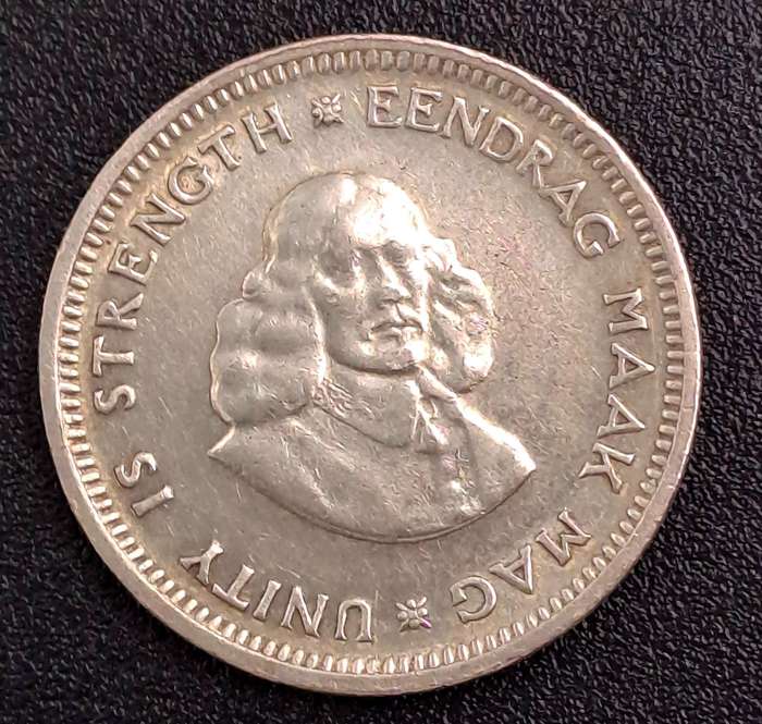 1961 South Africa  Silver 5 Cents 1st decimal series