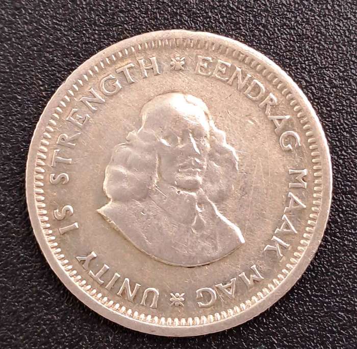 1961 South Africa  Silver 5 Cents 1st decimal series