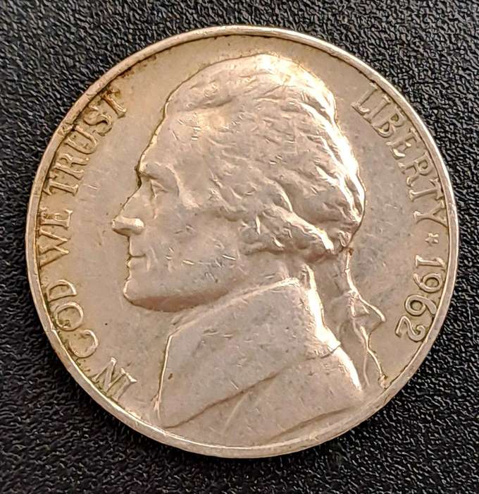 1962 United States of America 5 Cents "Jefferson Nickel" 1st portrait