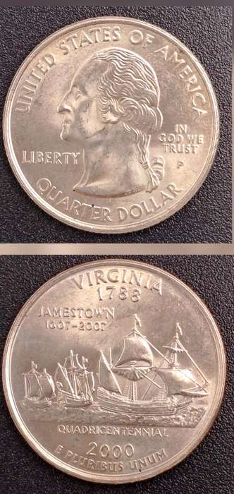 2000 United States of America  ¼ Dollar  Washington Quarter" Virginia