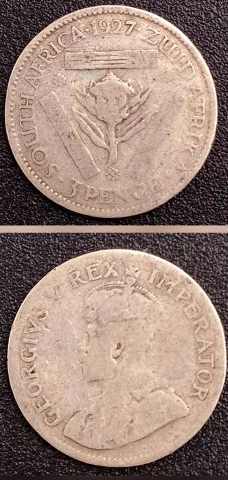 1927 Zuid Afrika  Silver 3 Pence - George V ZUID-AFRIKA