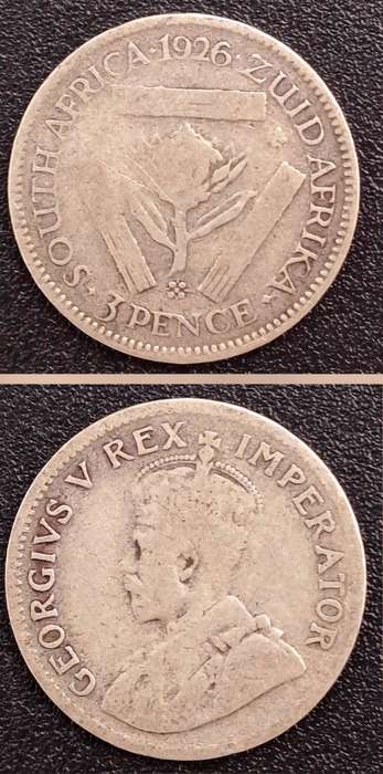 1926 South Africa Silver 3 Pence - George V -ZUID-AFRIKA 3 PENCE
