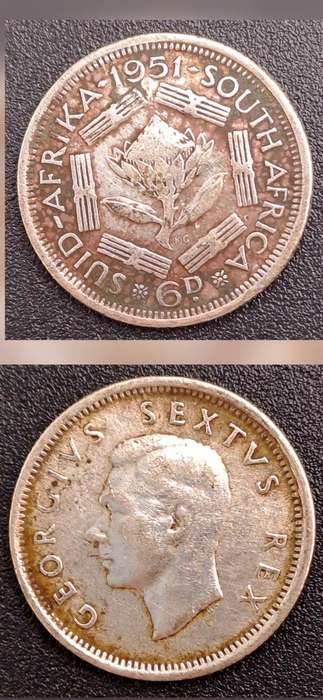 1951 South Africa Union Silver 6 Pence - George VI SUID AFRIKA - SOUTH AFRICA