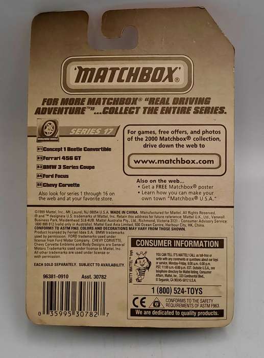1997 Chevrolet Corvette Matchbox  no 85 of 100 worldwide wheels series Mattel Wheels
