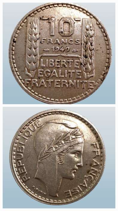 1949 France 10 Francs Small Head