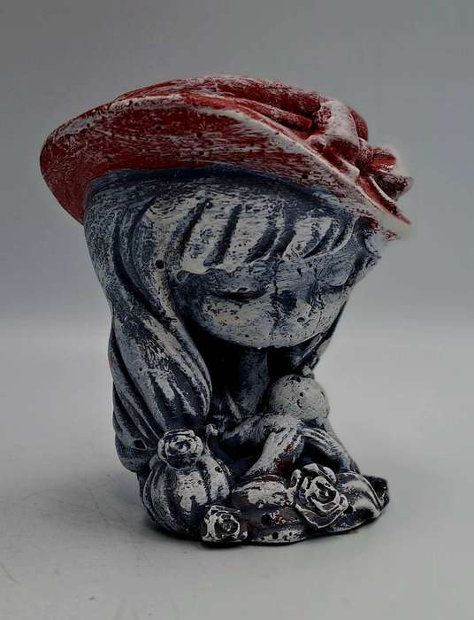 Small Princess Girl with Rabbit Molded Cement Flower Pot suitable for succulents  (size in Photo)
