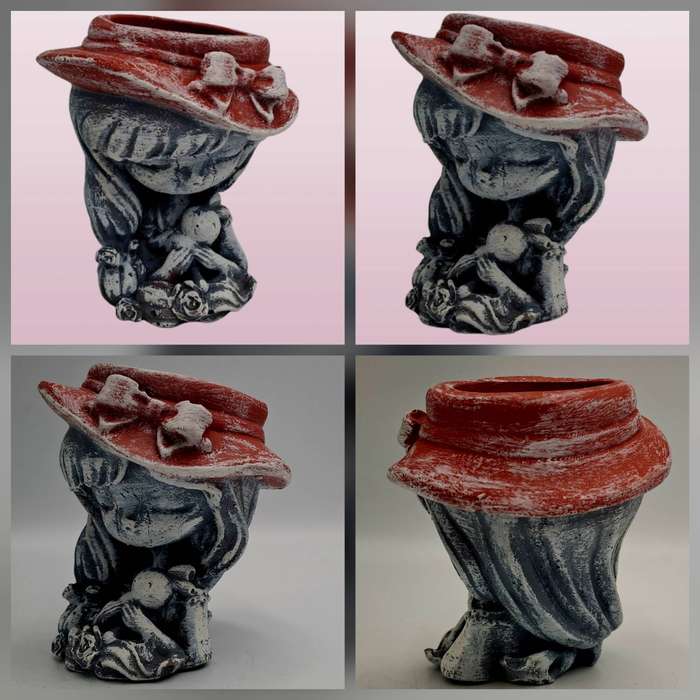 Small Princess Girl with Rabbit Molded Cement Flower Pot suitable for succulents  (size in Photo)