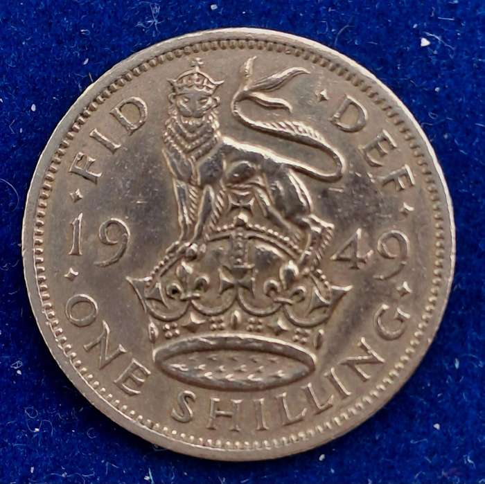 1949 United Kingdom 1 Shilling - George VI English crest, without 'IND:IMP'