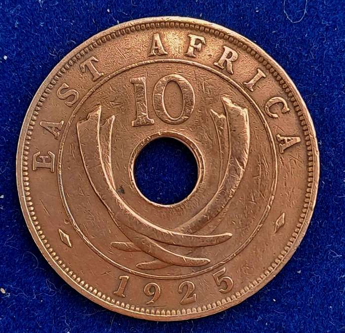 Antique 1925 East Africa 10 Cents - George V
