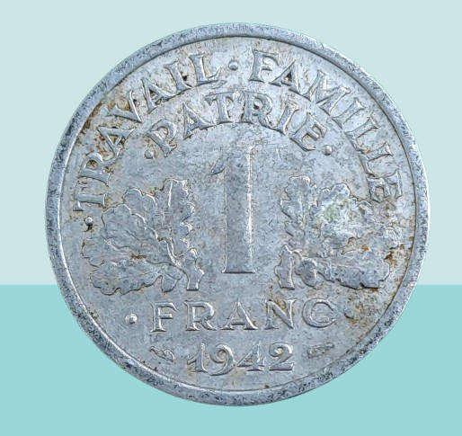 1942 France 1 Franc  -Vichy French State - light type