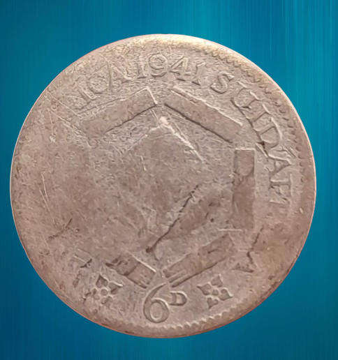 1941 South Africa  SILVER 6 Pence - George VI Rex Imperator