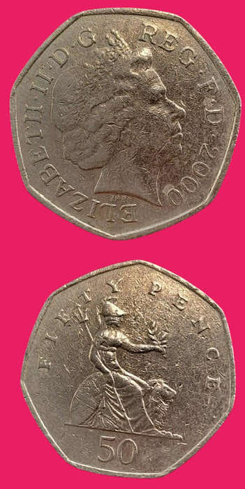 2000 United Kingdom 50 Pence - Elizabeth II 4th portrait, Britannia