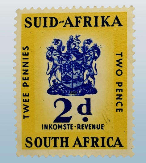 1955 South Africa Union 2 Pence (2d) revenue stamp
