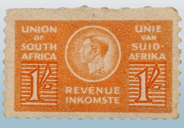 1945 Union of South Africa 1 Shilling  revenue stamp