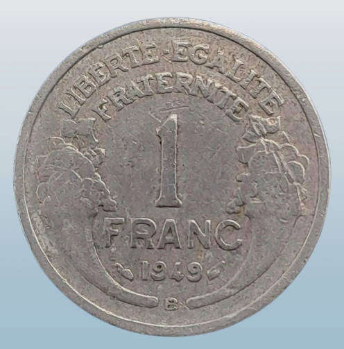 1949 France 1 Franc aluminium, light type