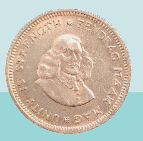 1964 South Africa  Silver (.500) 5 Cents 1st decimal series