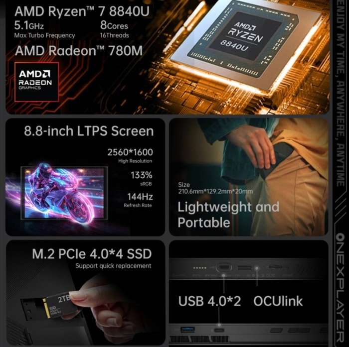 ONE-NETBOOK OneXPlayer X1 Pro 10.95 inch Handheld Game Console, 32GB+1TB, Windows 11 AMD Ryzen AI
