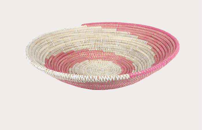 Wall Basket Med Pink/White