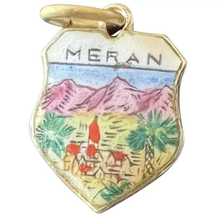 1970s Very Small Vintage 0.800 Silver Enamel MERAN, MERANO Italy Charm Pendant