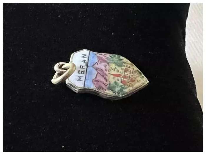 1970s Very Small Vintage 0.800 Silver Enamel MERAN, MERANO Italy Charm Pendant