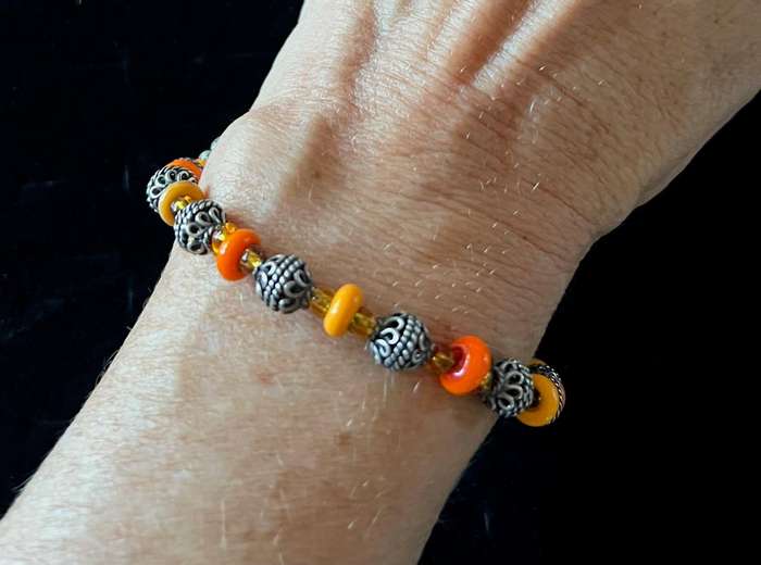 Pre-Loved Orange & Silver Tone Toggle Bracelet by BUTTERCUP