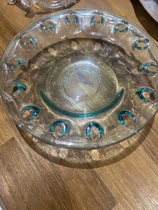 Vintage Couronne Co. 8 Reticulated Rim Recycled Green Glass Bowl