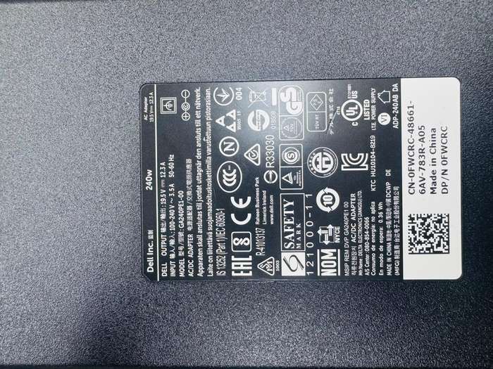 Dell Laptop Charger for Alienware & Precision 240W 19.5V 12.3A 7.4*5.0mm Big Pin Adapter  (Black)