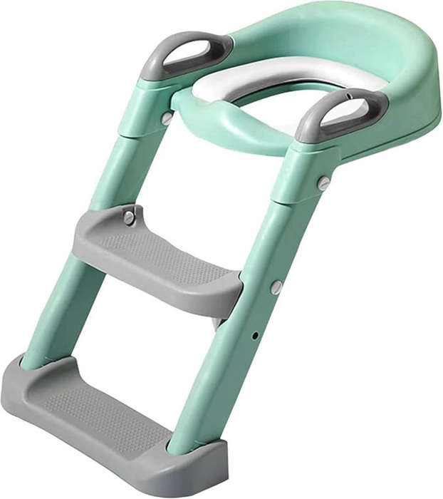 Foldable Children Potty Training Toilet Seat Ladder Step With Soft PU Pad