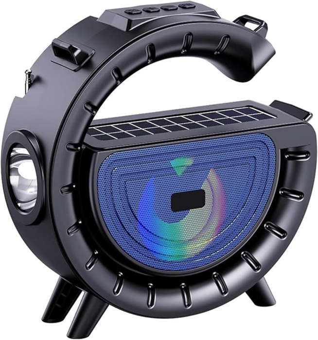 Solar Bluetooth Speaker, G-shape Portable Radio Speaker (Blue)