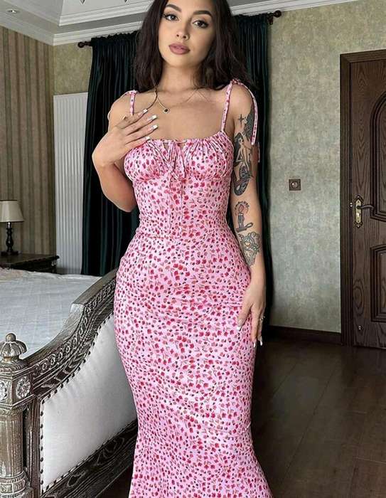 Women's Ditsy Floral Tie-Front Bodycon Dress