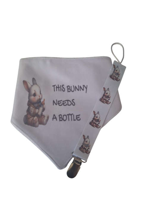 This bunny needs a bottle  - Baby Bib combo