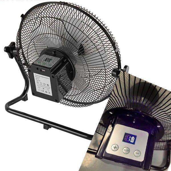 Solar Fan Rechargeable, Battery Fan Digital Display