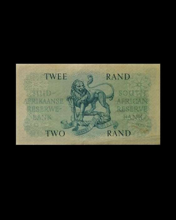 Rare Early South African 2 Rand Banknote  1960s  Extremely Fine