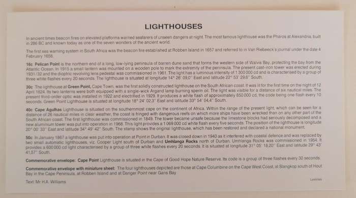 1988 South African Lighthouses First Day Cover | Green Point