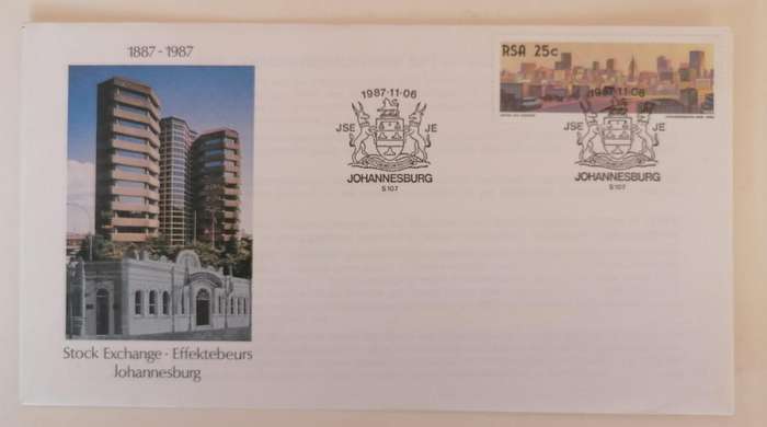1987 Johannesburg Stock Exchange Centenary FDC | RSA 25c