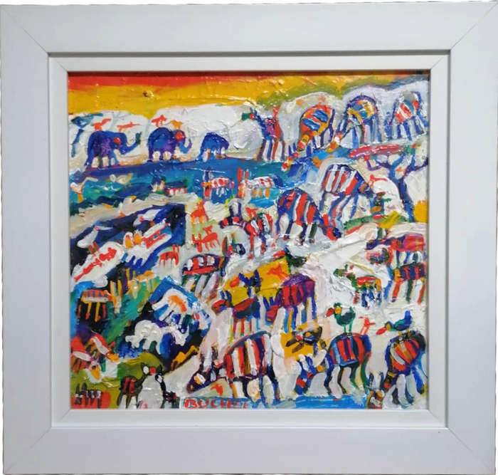 Elwin Buchel Original Oil Painting  Vibrant Expressionist Art (Framed, Signed)