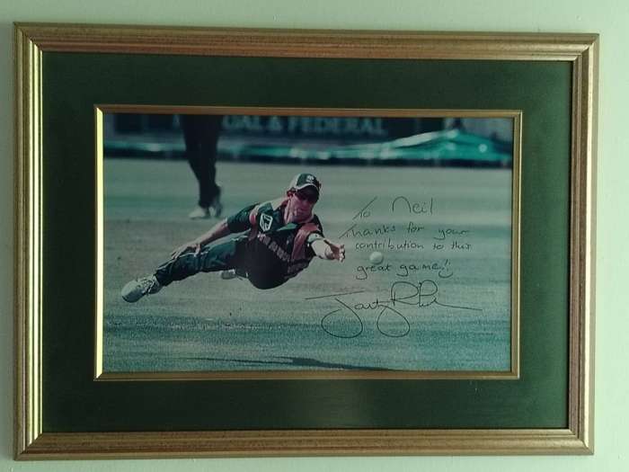 Jonty Rhodes Signed Photo  Iconic Dive  Personalised Autograph  Framed Memorabilia