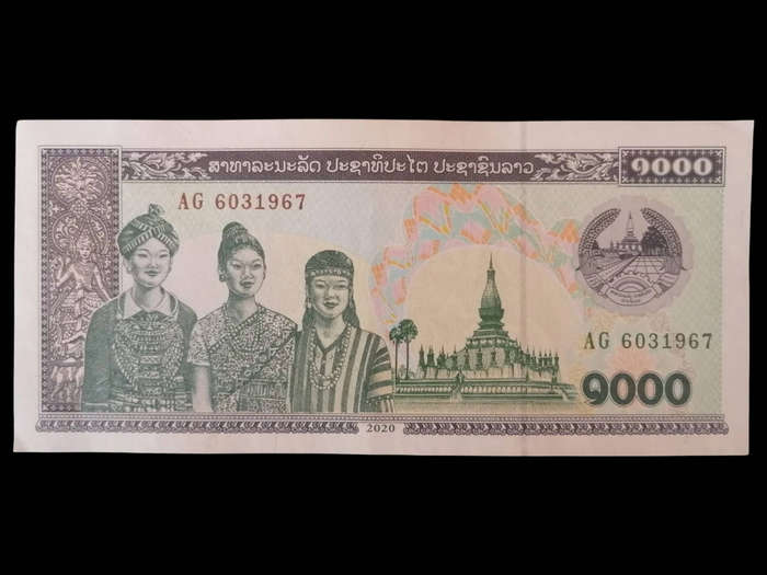 Laos 1,000 Kip Banknote (2020)  P33  UNC  Agricultural & Cultural Heritage Design