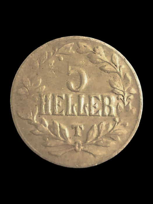 1916 German East Africa 5 Heller Coin