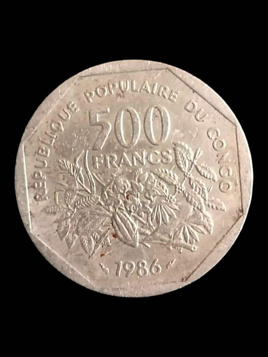 Rare 1986 Low mintage 500Francs  RepublicofCongo (CFA)  Monnaie de Paris Mint