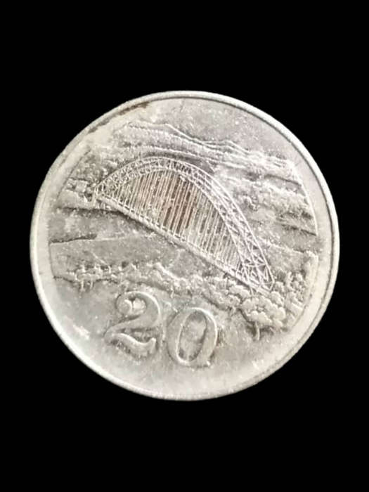 2001 Zimbabwe 20 Cents Coin  Victoria Falls Bridge Design